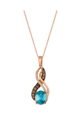 Le Vian 1/4 Ct. T.w. Diamond And 1.9 Ct. T.w. Blue Zircon Pendant Necklace In 14K Rose Gold