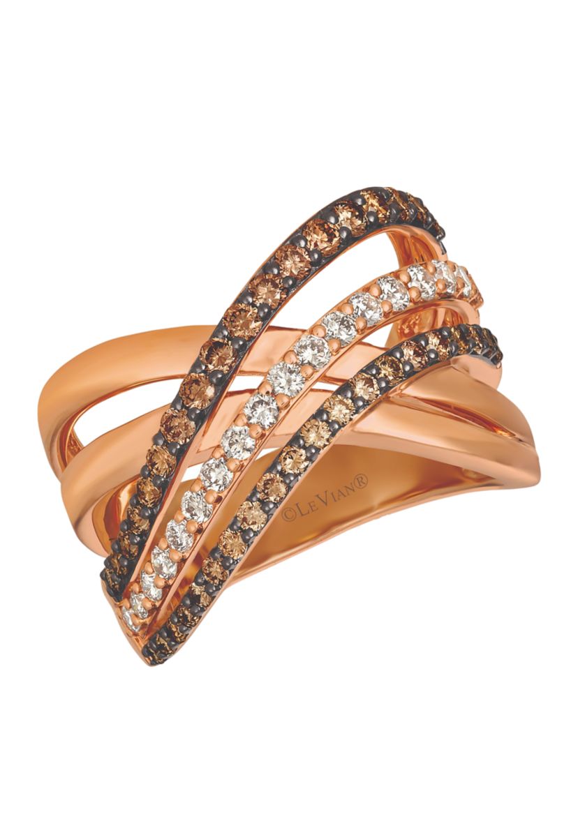 Ring featuring 3/4 ct. t.w. Chocolate Diamonds®, 3/8 ct. t.w. Nude Diamonds™ in 14K Strawberry Gold®