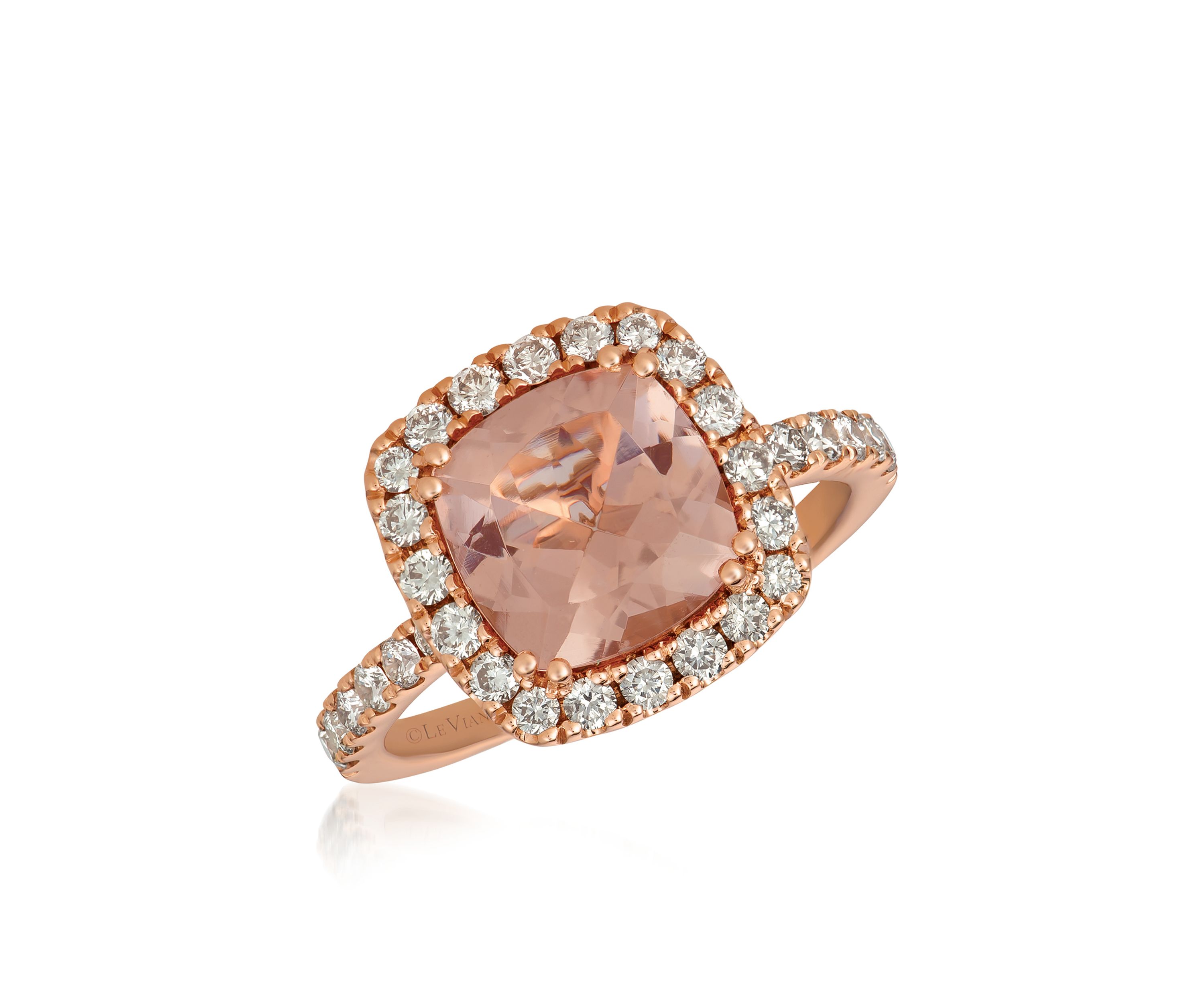 Creme Brulee® 1/6 ct. t.w. Peach Morganite™, 5/8 ct. t.w. Nude Diamonds™ RIng in 14K Strawberry Gold®
