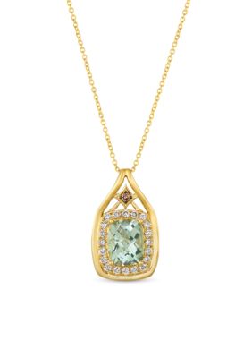  1/3 ct. t.w. Mint Julep Quartz™, 3/8 ct. t.w. Nude Diamonds™, 1/20 ct. t.w. Chocolate Diamonds® Darlo Pendant Necklace in 14K Honey Gold™