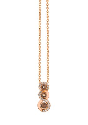 Le Vian 1/10 Ct. T.w. Diamond And 1/4 Ct. T.w. Smoky Quartz Pendant Necklace In 14K Strawberry Gold