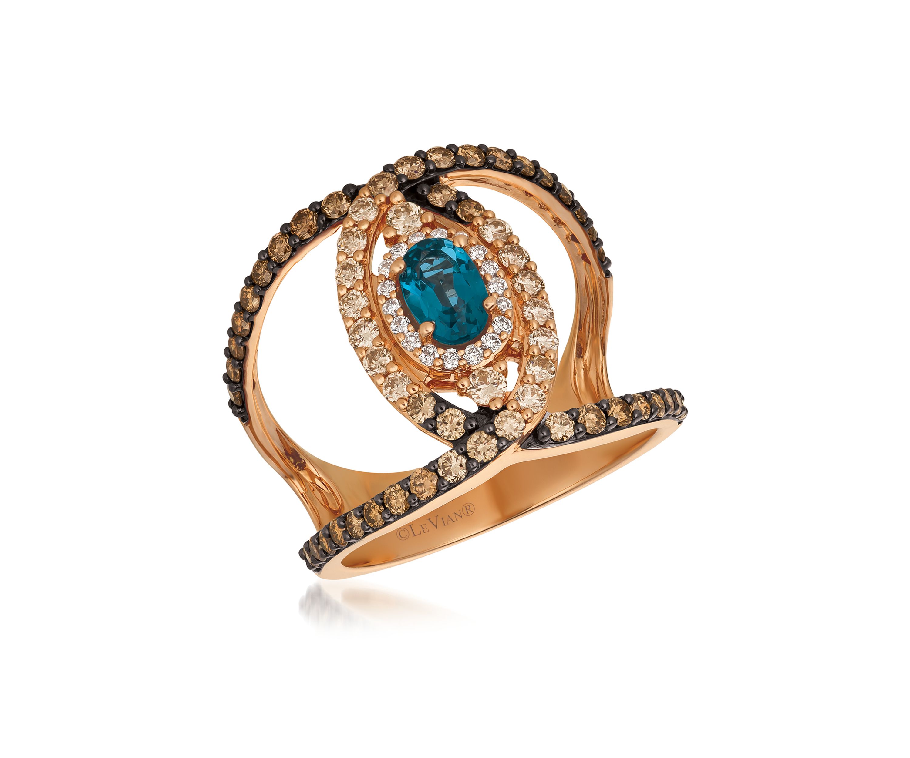 1/4 ct. t.w. Chocolate Diamonds, 5/8 ct. t.w. Nude Diamonds and 1/15 ct. t.w. Vanilla Diamond Ring in 14k Rose Gold