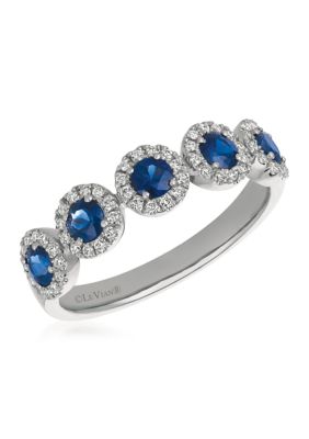 1/5 ct. t.w. Diamond and Sapphire Ring in 14K White Gold 