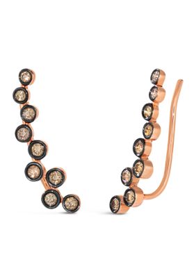 Chocolatier® Ear Climber Earrings featuring 1/2 ct. t.w. Chocolate Diamonds® set in 14K Strawberry Gold®