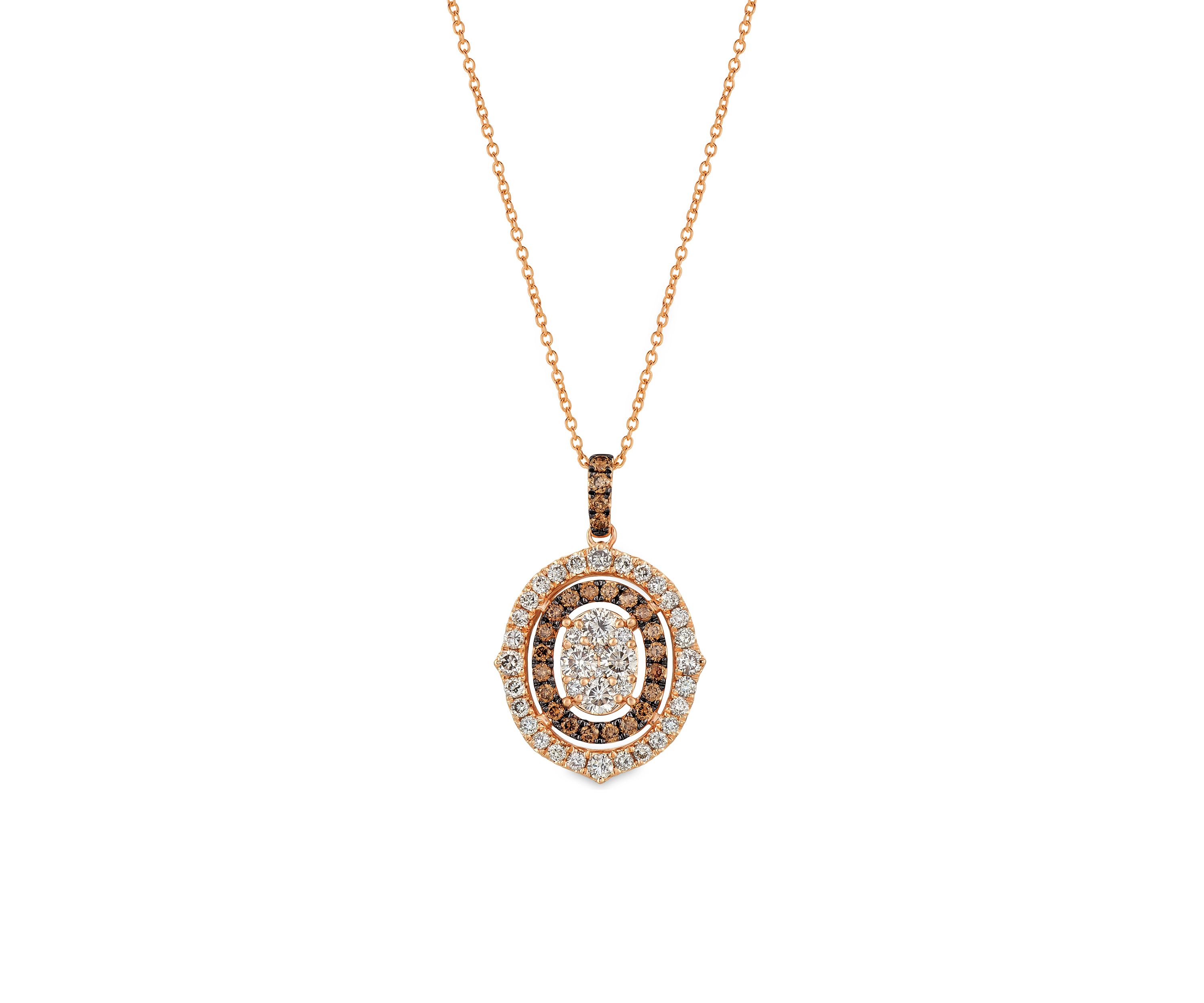 Creme Brulee® 1 ct. t.w. Nude Diamonds™, 1/3 ct. t.w. Chocolate Diamonds® Pendant in 14K Strawberry Gold®
