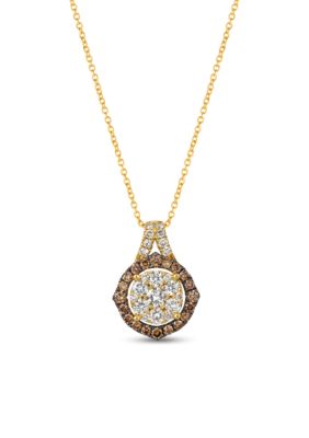 Nude Palette™ Chocolate and Nude™ 1/2 ct. t.w. Chocolate Diamonds® and 7/8 ct. t.w. Nude Diamonds™ Pendant in 14k Honey Gold™