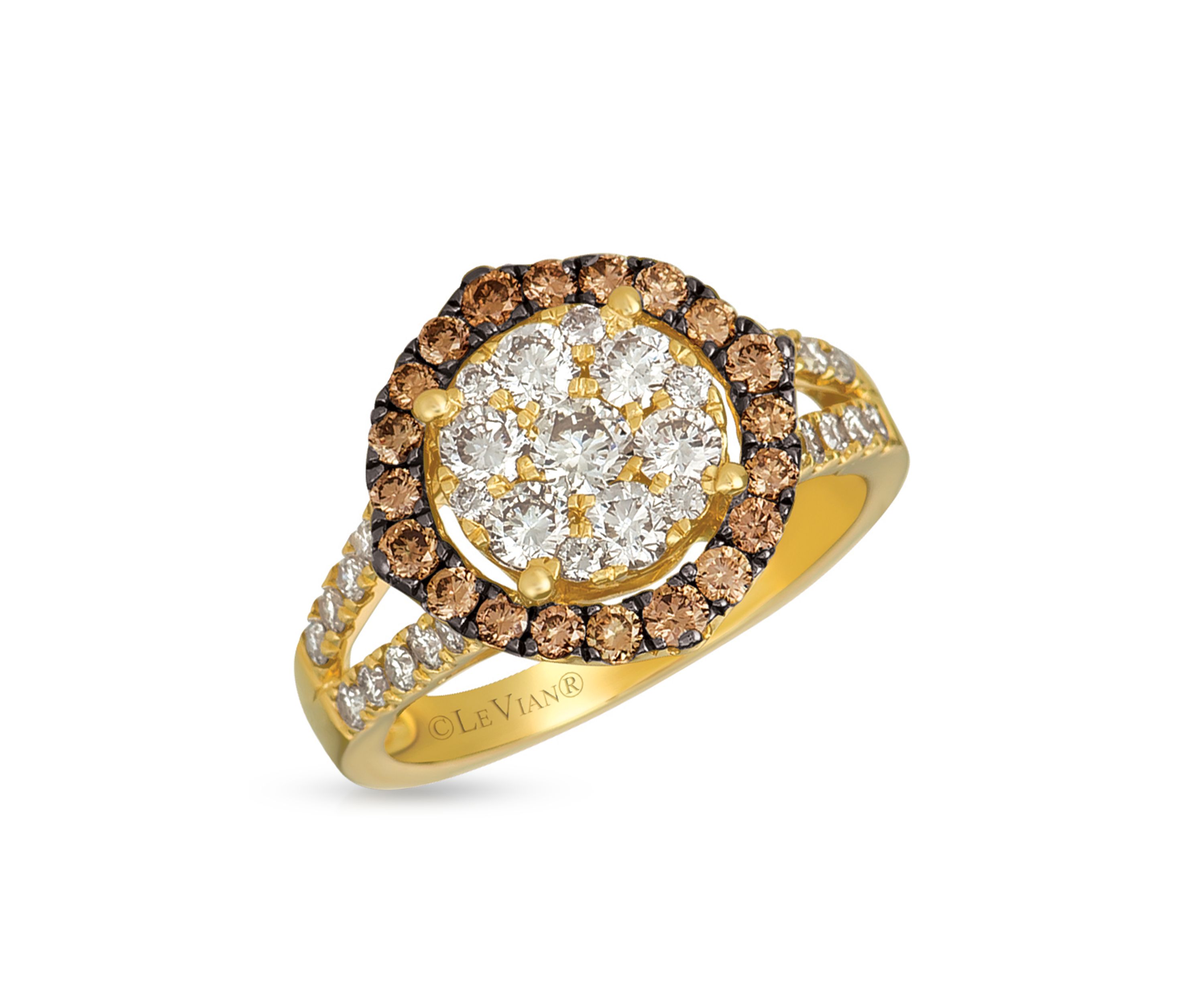 1 ct. t.w. Nude Diamonds™, 1/2 ct. t.w. Chocolate Diamonds® Creme Brulee® Ring in 14K Honey Gold™