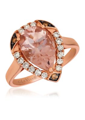 Le Vian 2.33 Ct. T.w. Peach Morganiteâ¢, 1/4 Ct. T.w. Nude Diamondsâ¢, 1/20 Ct. T.w. Chocolate Diamonds Ring In 14K Strawberry Gold