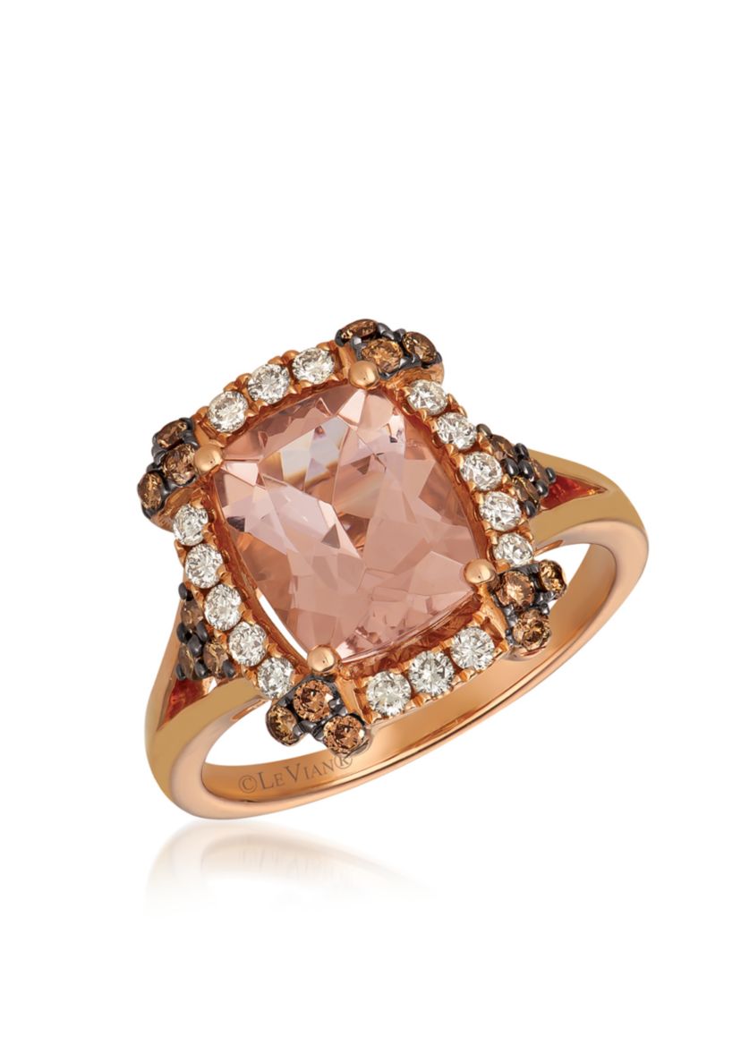 Creme Brulee® 1/6 ct. t.w. Peach Morganite™, 1/3 ct. t.w. Chocolate Diamonds®, 1/3 ct. t.w. Nude Diamonds™ Ring in 14K Strawberry Gold® 