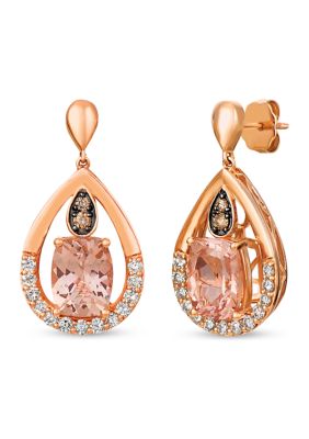 Le Vian 5/8 Ct. T.w. Diamond And 3.08 Ct. T.w. Morganite Drop Earrings In 14K Rose Gold