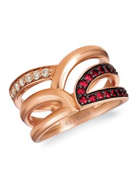 Le Vian 1/8 Ct. T.w. Vanilla DiamondÂ® And 1/3 Ct. T.w. Garnet Ring In 14K Strawberry Gold