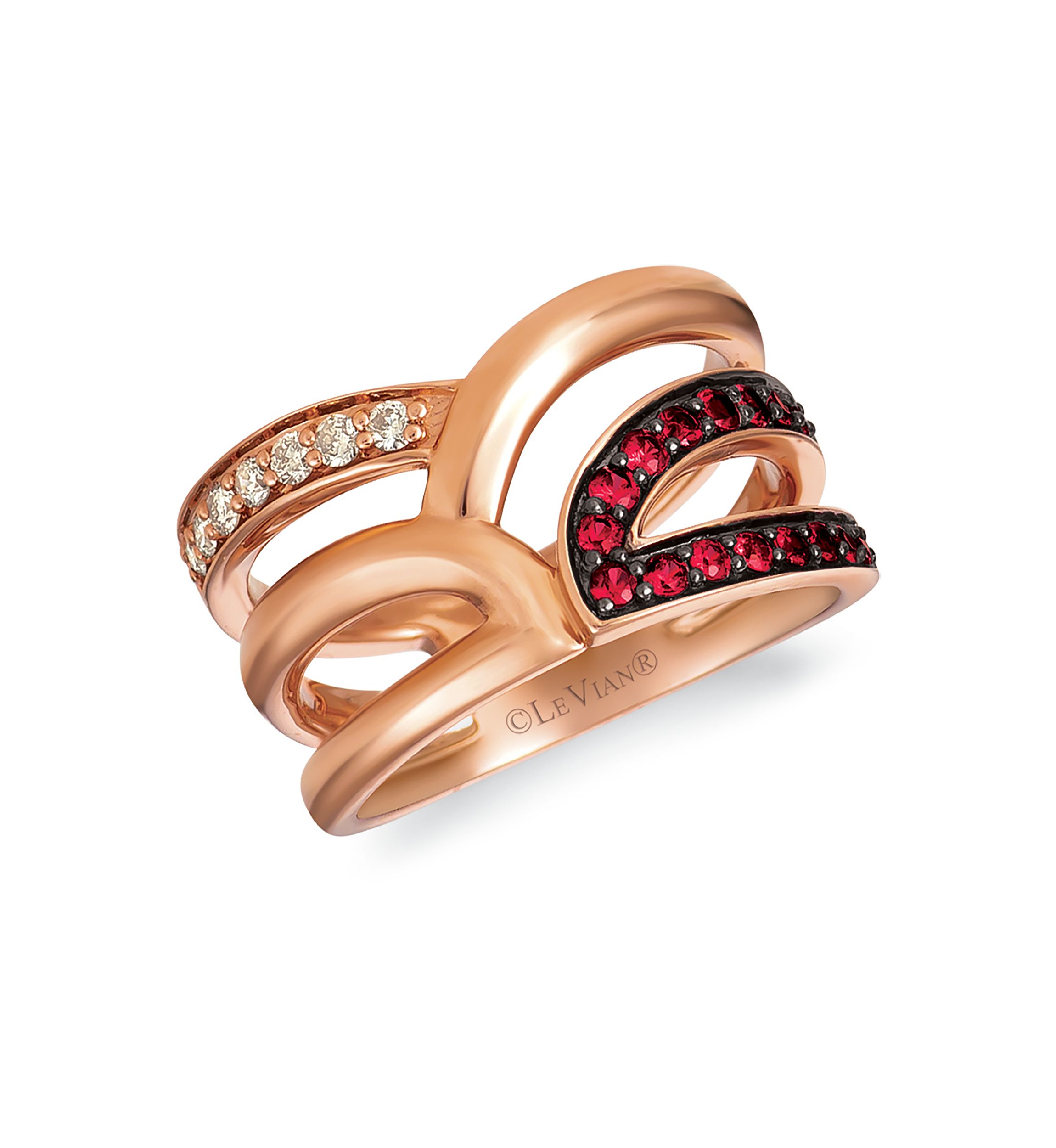 1/8 ct. t.w. Vanilla Diamond® and 1/3 ct. t.w. Garnet Ring in 14K Strawberry Gold® 