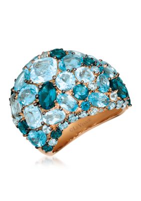 Le Vian 1/8 ct. t.w. Vanilla DiamondÂ® and 10.86 ct. t.w. Blue Topaz Ring in 14K Strawberry Gold -  5400455YRDX35