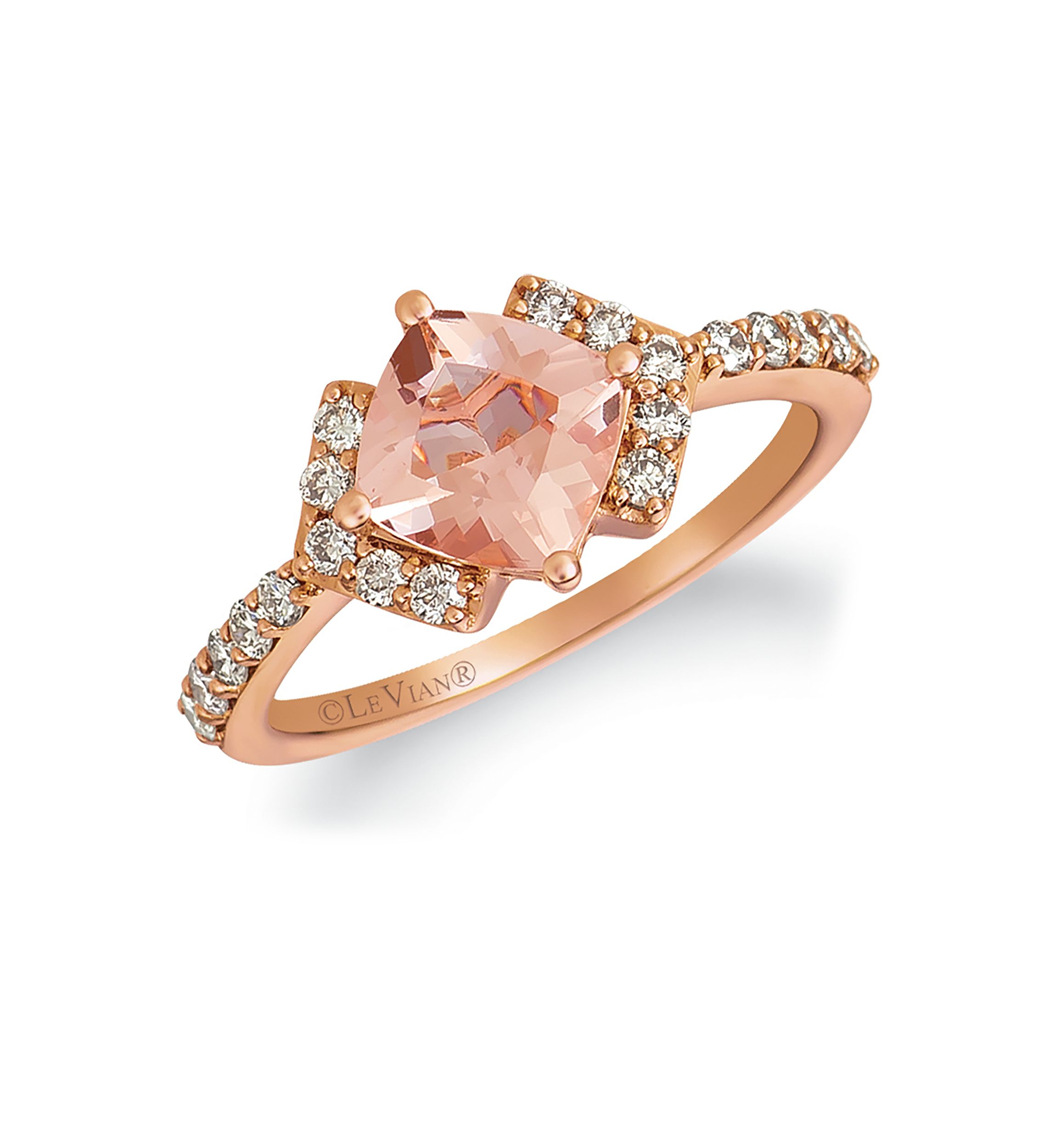 1.25 ct. t.w. Peach Morganite™, 3/8 ct. t.w. Nude Diamonds™ Ring in 14K Strawberry Gold®