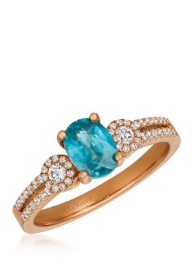 1/4 ct. t.w. Diamond and 3/4 ct. t.w. Blue Zircon Ring in 14K Rose Gold 