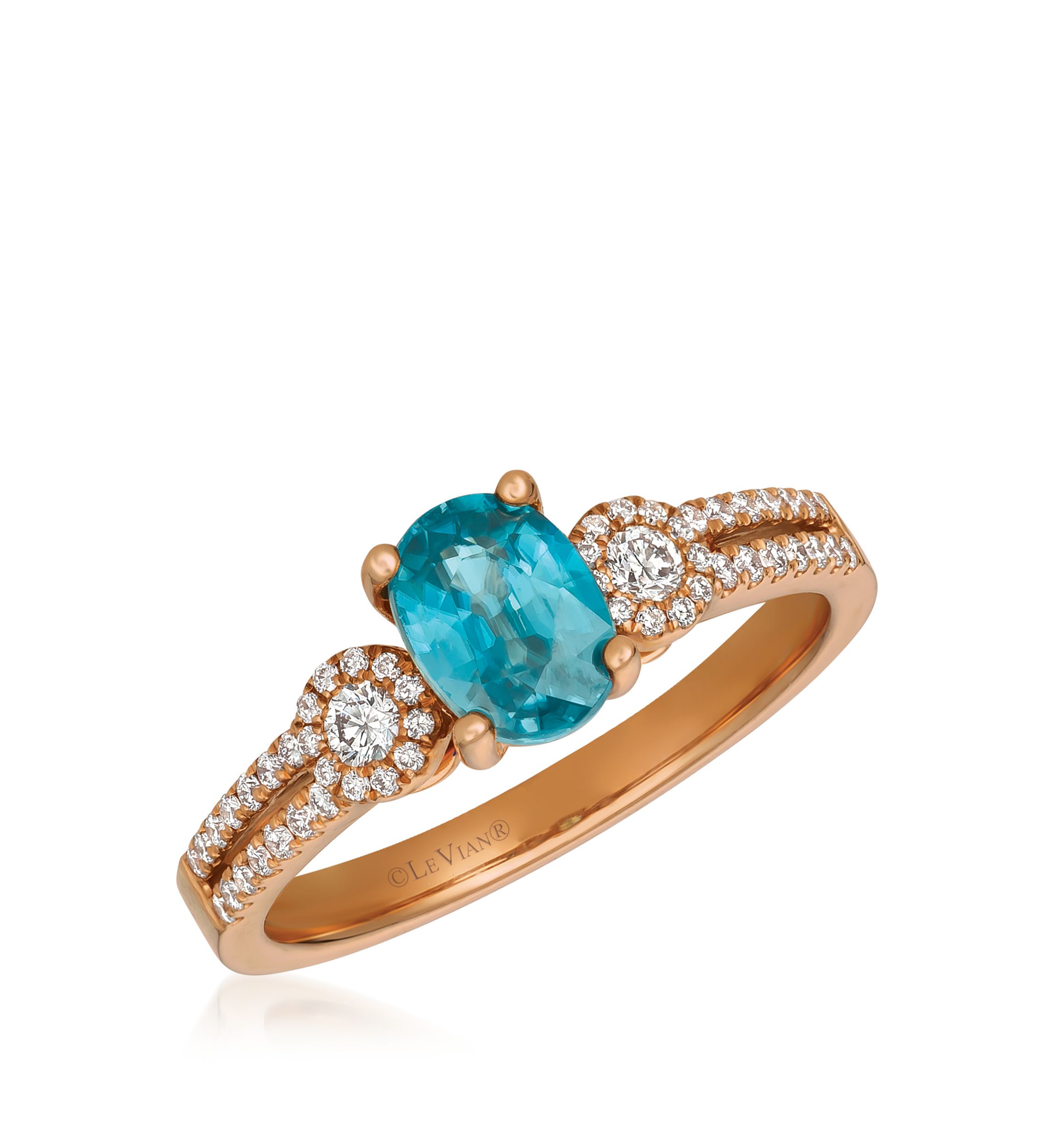 1/4 ct. t.w. Diamond and 3/4 ct. t.w. Blue Zircon Ring in 14K Rose Gold 