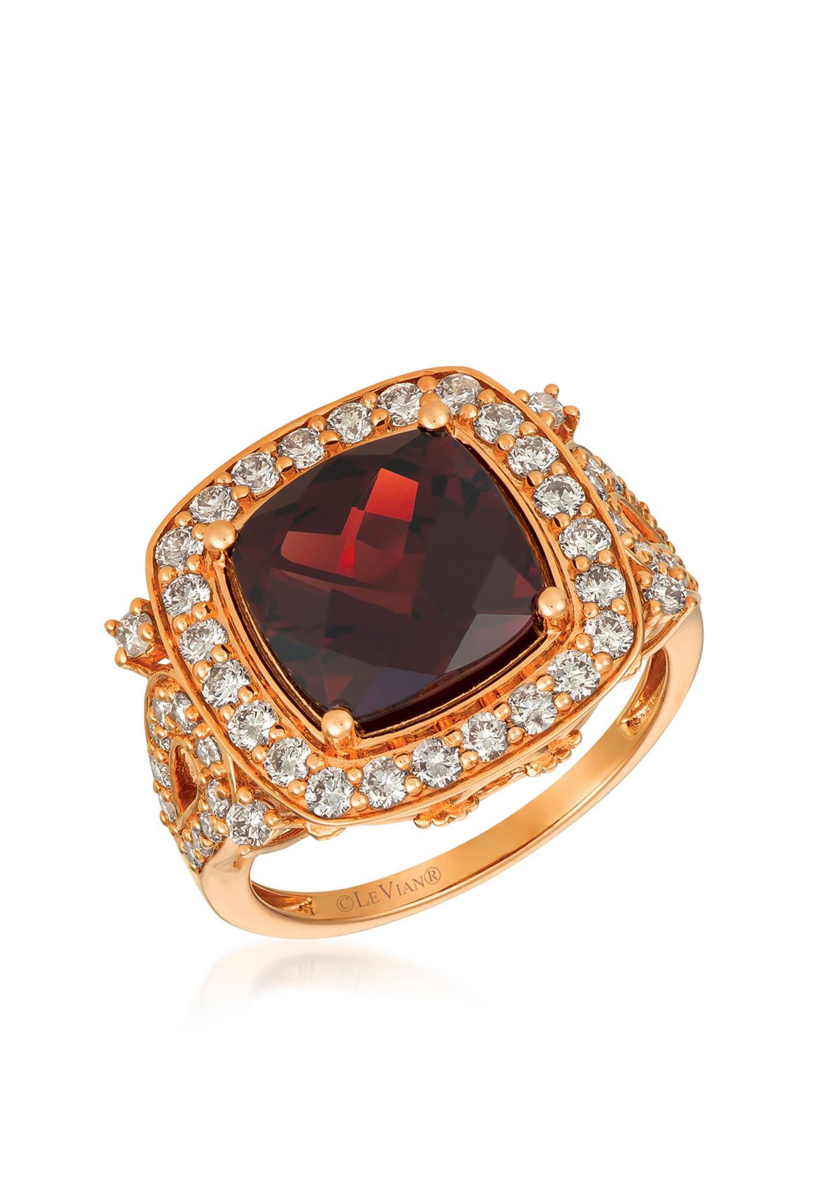 Creme Brulee® 5 ct. t.w. Pomegranate Garnet™, 1 ct. t.w. Nude Diamonds™ Ring in 14K Strawberry Gold®