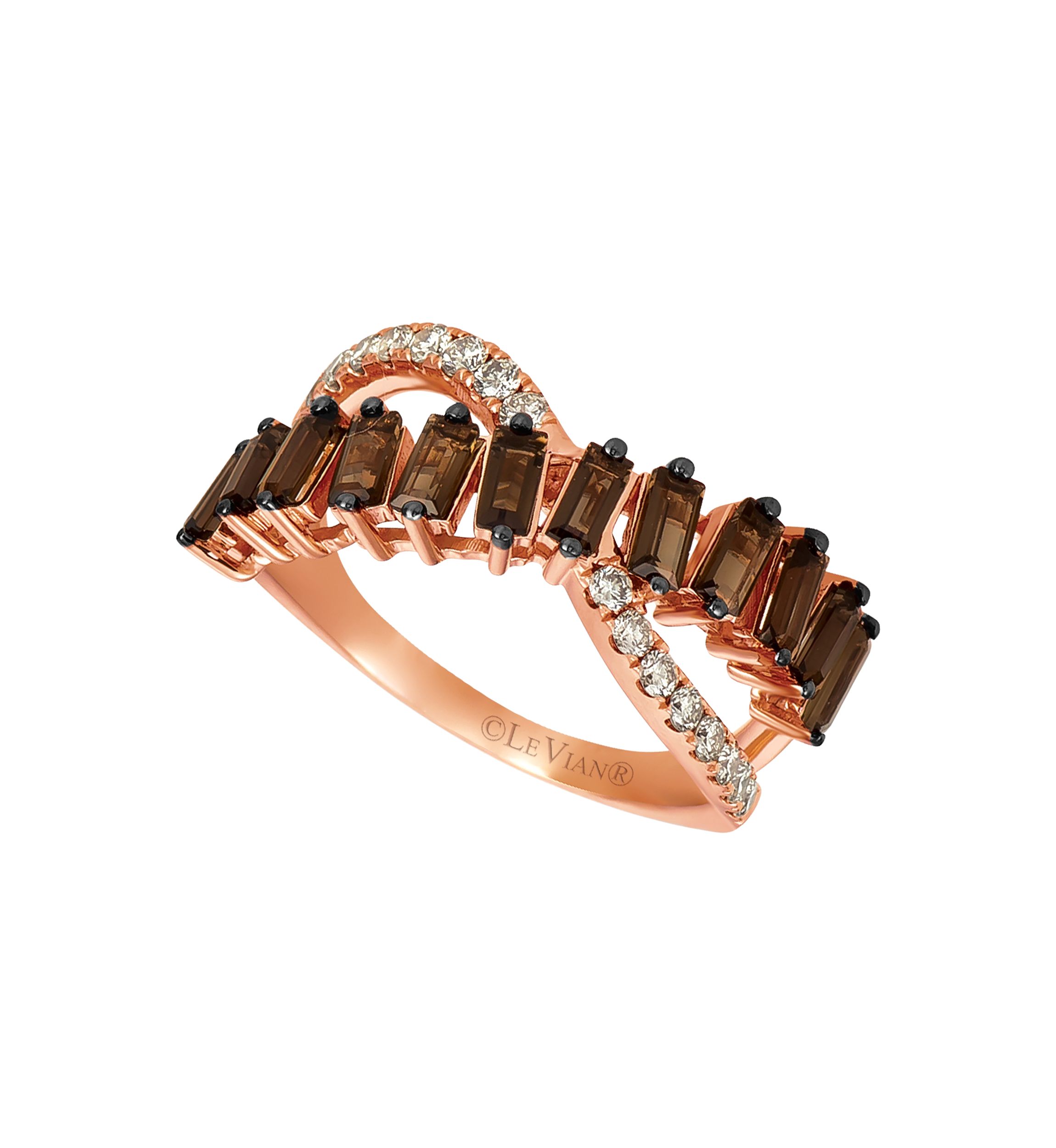 Twist Ring featuring 1 ct. t.w. Chocolate Quartz®, 1/4 ct. t.w. Nude Diamonds™ in 14K Strawberry Gold®