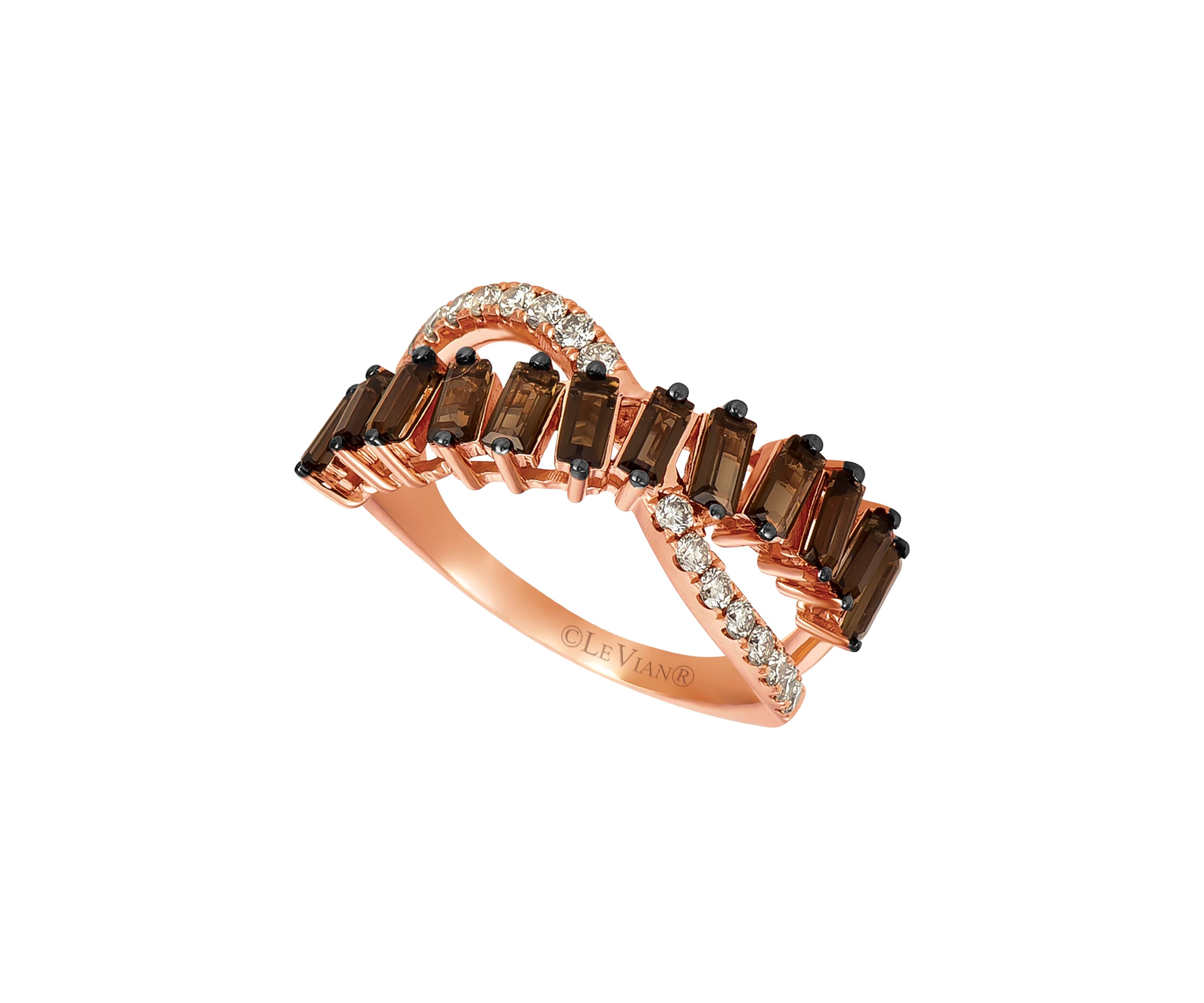 Twist Ring featuring 1 ct. t.w. Chocolate Quartz®, 1/4 ct. t.w. Nude Diamonds™ in 14K Strawberry Gold®