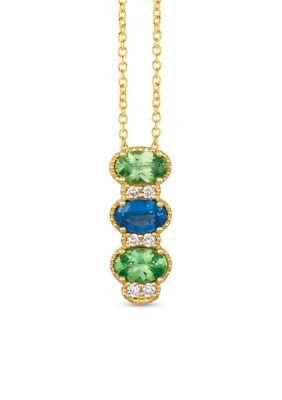 Le Vian 1/10 ct. t.w. Diamond, Sapphire, and Tsavorite Pendant Necklace in 14K Yellow Gold -  5400455YRHH63