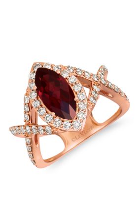 9/10 ct. t.w. Nude Diamonds™ and 2 ct. t.w. Pomegranate Garnet™ Ring in 14k Strawberry Gold®