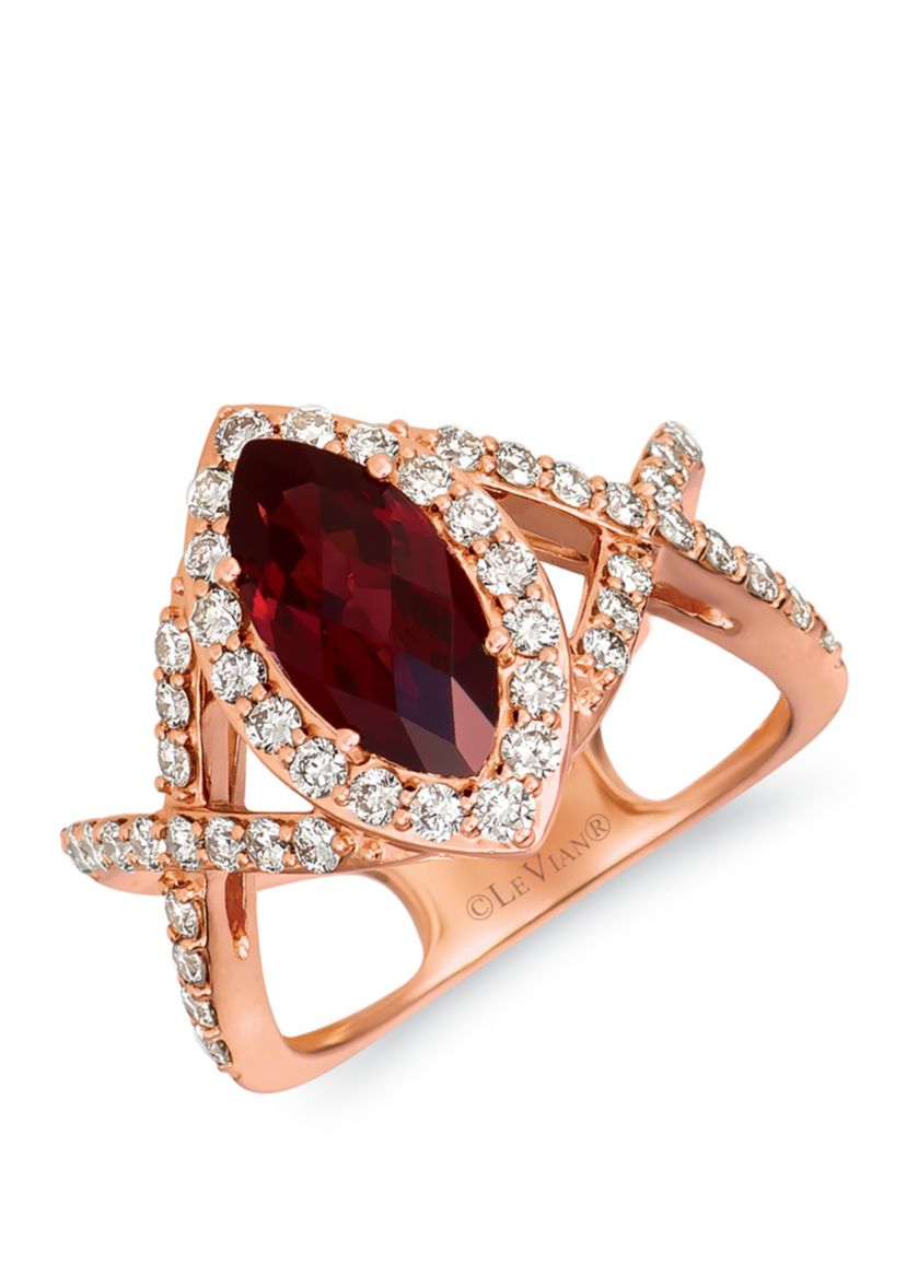 9/10 ct. t.w. Nude Diamonds™ and 2 ct. t.w. Pomegranate Garnet™ Ring in 14k Strawberry Gold®