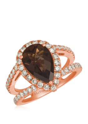 2 5/8 ct. t.w. Chocolate Quartz® and 1 ct. t.w. Nude Diamonds™ Ring in 14k Strawberry Gold® 