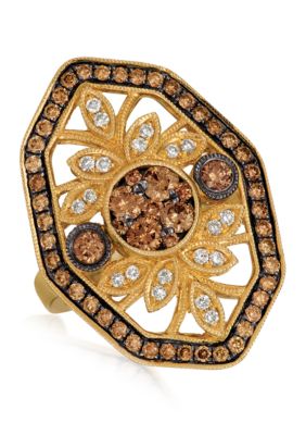 1/8 ct. t.w. Nude Diamonds™ and 1 ct. t.w. Chocolate Diamonds® Ring in 14k Honey Gold™