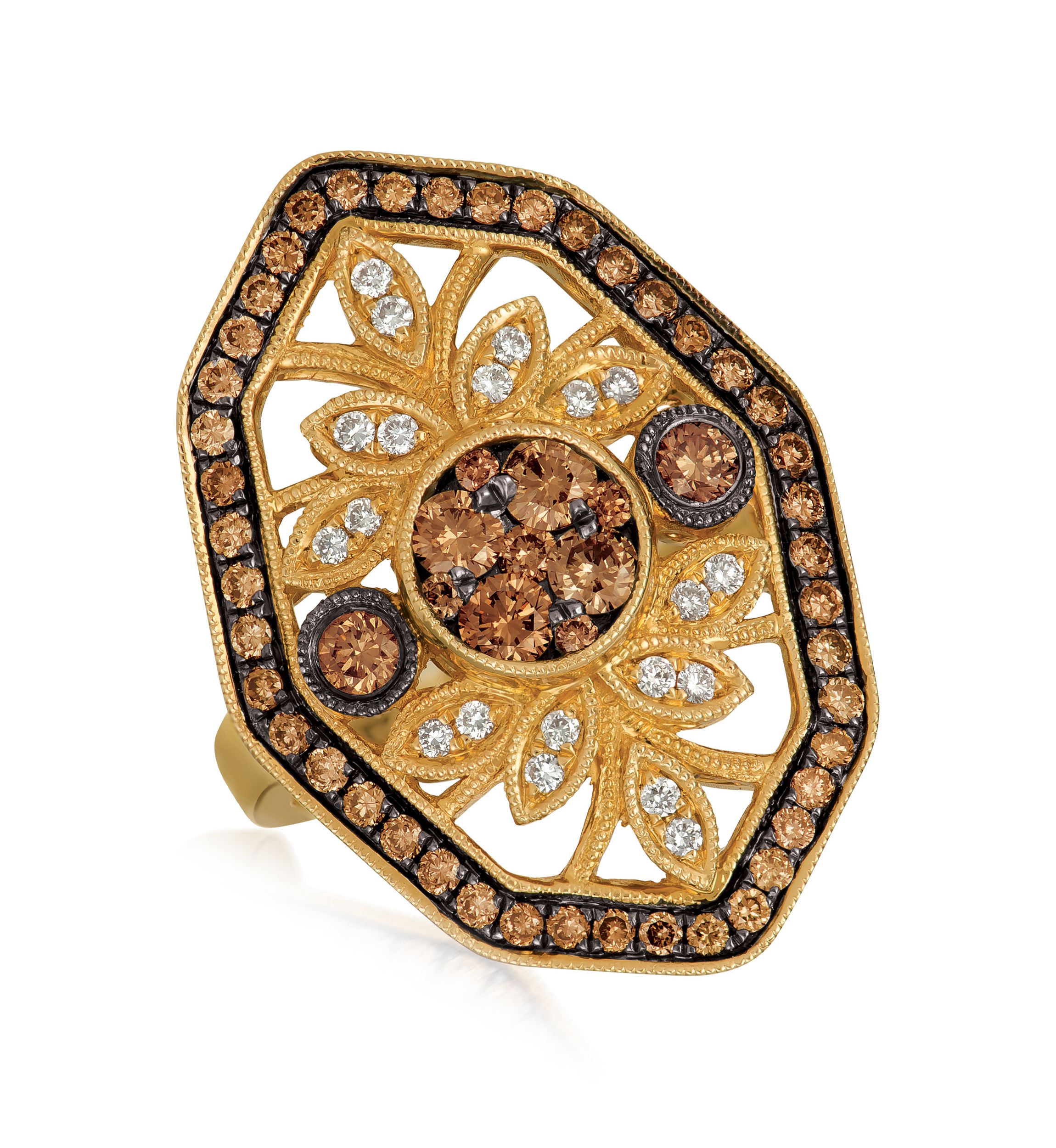 1/8 ct. t.w. Nude Diamonds™ and 1 ct. t.w. Chocolate Diamonds® Ring in 14k Honey Gold™