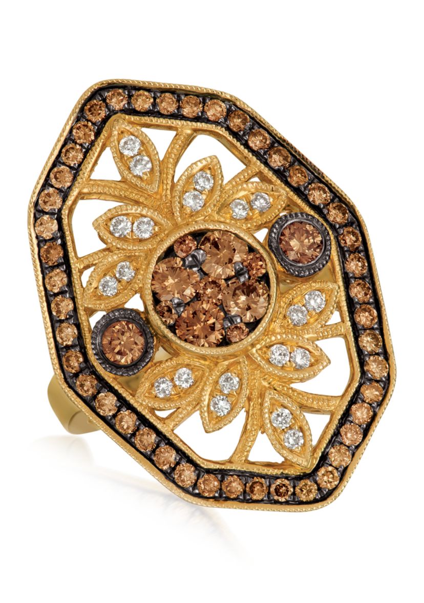 1/8 ct. t.w. Nude Diamonds™ and 1 ct. t.w. Chocolate Diamonds® Ring in 14k Honey Gold™