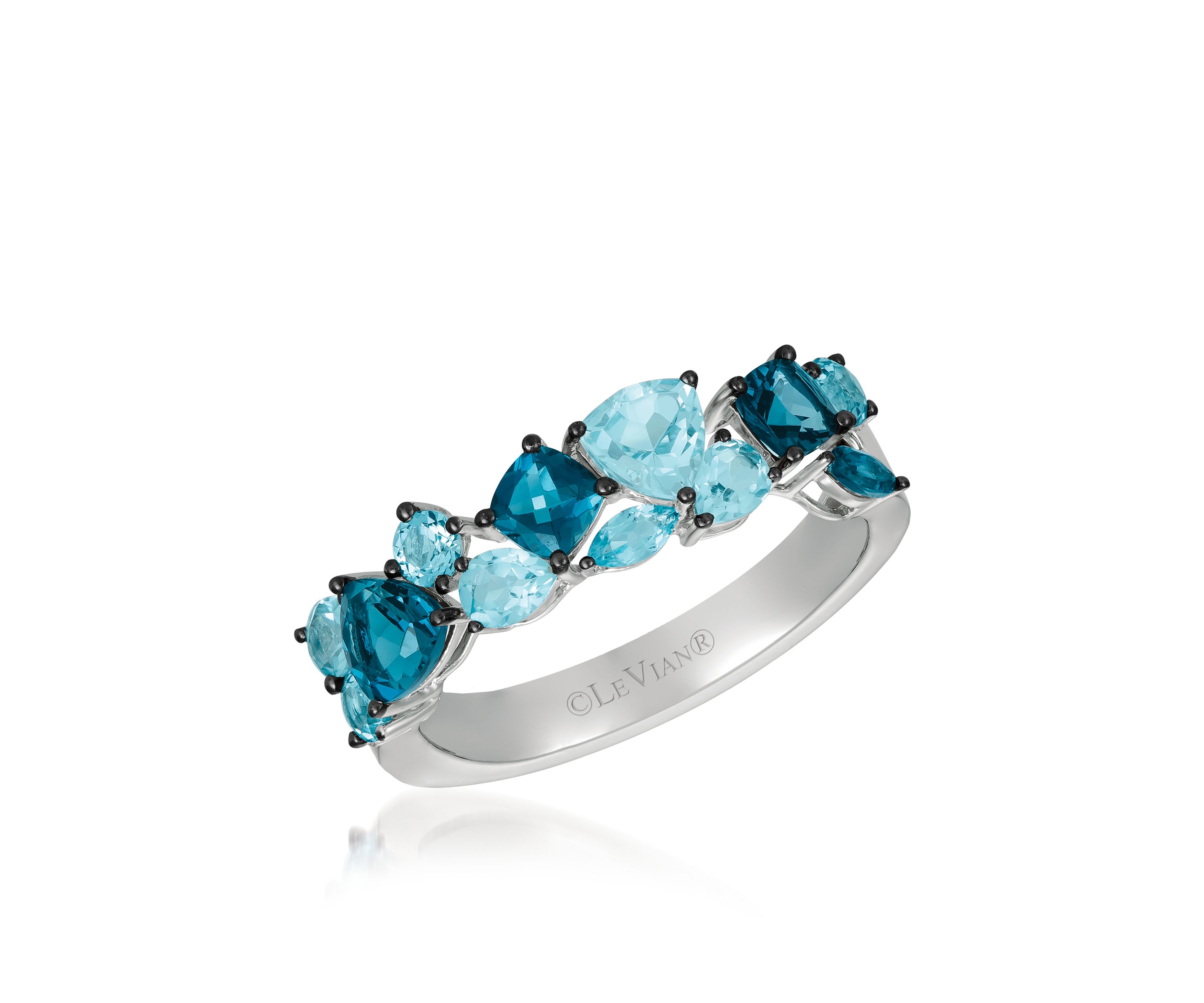 1/5 ct. t.w. Blue Topaz, 1/5 ct. t.w. Deep Sea Blue Topaz™ Ring in 14K Vanilla Gold®