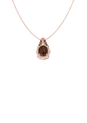  Creme Brulee® 2.25 ct. t.w. Chocolate Quartz®, 1/2 ct. t.w. Nude Diamonds™, 1/15 ct. t.w. Chocolate Diamonds® Pendant in 14k Strawberry Gold®