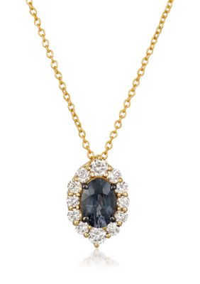3/8 ct. t.w. Diamond and 3/4 ct. t.w. Gray Spinel  Pendant Necklace in 14K Yellow Gold