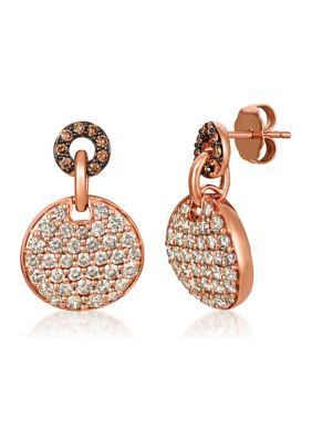 Le Vian 1/6 Ct. T.w. Chocolate Diamonds And 1/3 Nude Diamond Earrings In 14K Rose Gold