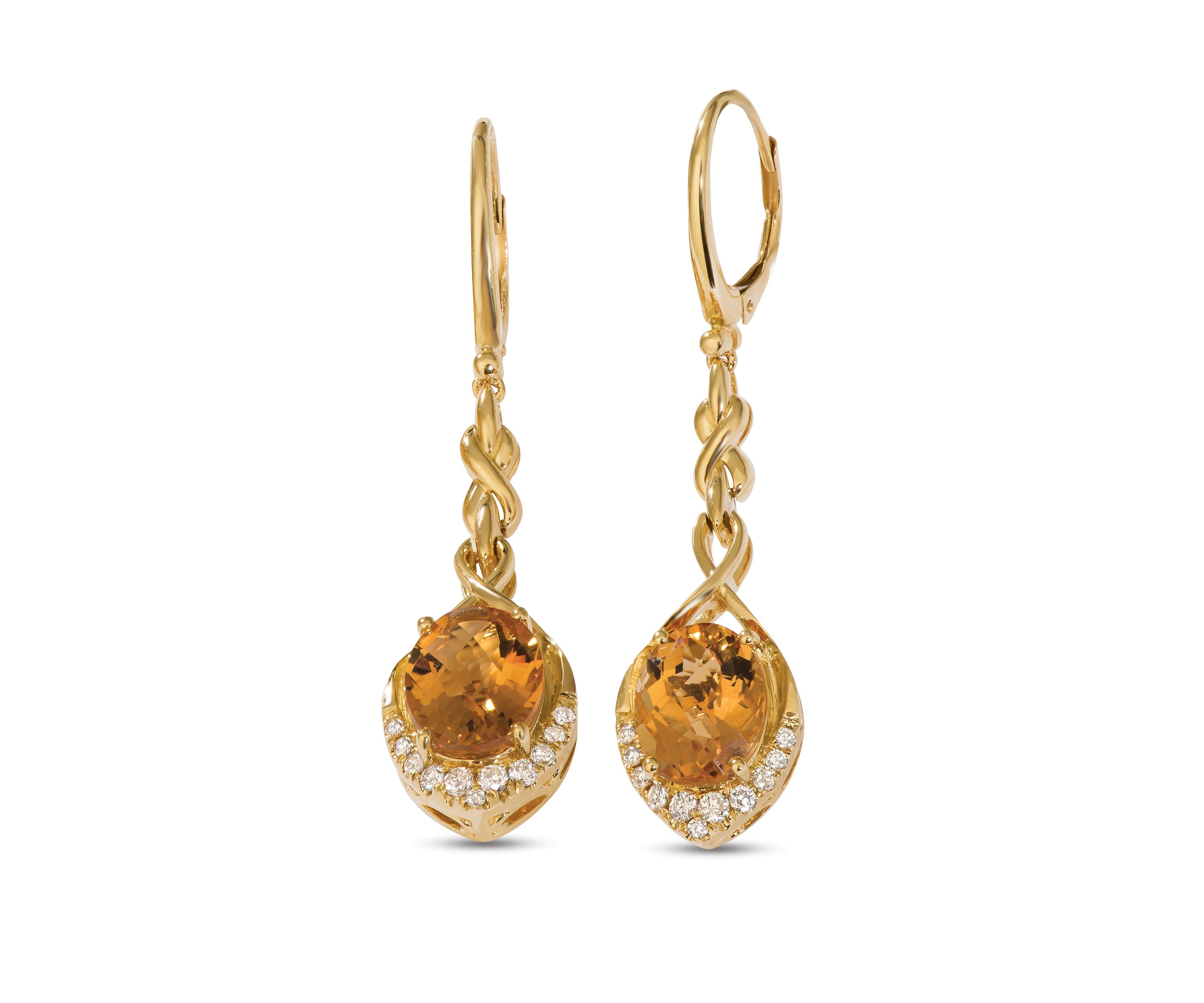 Creme Brulee® 4.75 ct. t.w. Cinnamon Citrine®, 1/3 ct. t.w. Nude Diamonds™ Earrings in 14k Honey Gold™