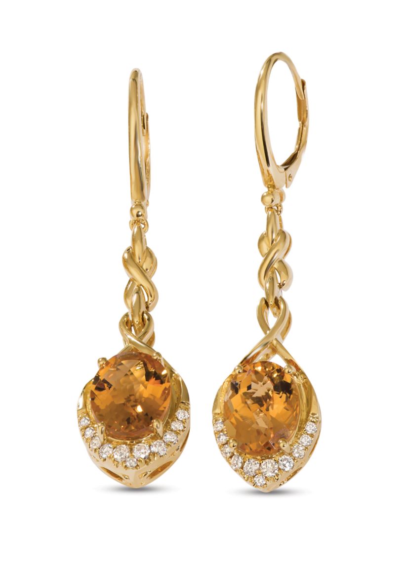 Creme Brulee® 4.75 ct. t.w. Cinnamon Citrine®, 1/3 ct. t.w. Nude Diamonds™ Earrings in 14k Honey Gold™