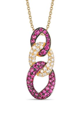 Le Vian 1/2 Ct. T.w. Diamond And Ruby Necklace In 14K Yellow Gold