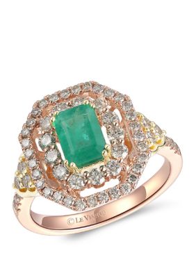 1.57 ct. t.w. Emerald and 3/4 ct. t.w. Nude Diamonds™ Ring in 14k Two-Tone Gold