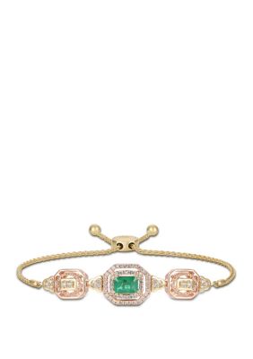 Le Vian 1.36 ct. t.w. Emerald and 3/4 ct. t.w. Nude Diamondsâ¢ Bolo Bracelet in 14K Two Tone Gold