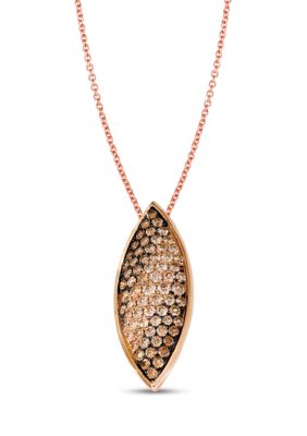 Le Vian 3/4 C. T.w. Chocolate Diamond And 1.1 Ct. T.w. Vanilla Diamond Pendant Necklace In 14K Rose Gold