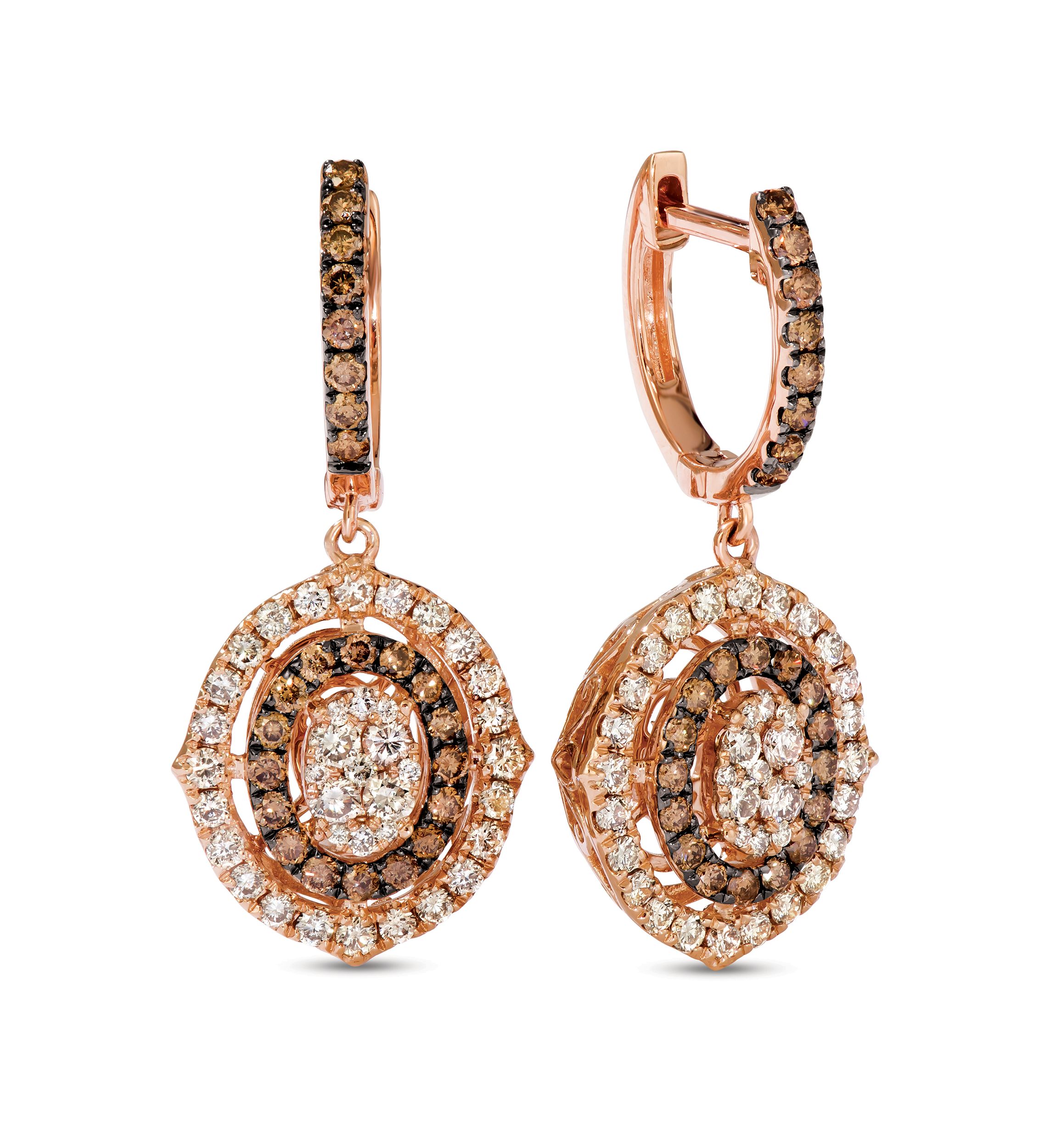 Creme Brulee® 1 ct. t.w. Nude Diamonds™, 3/4 ct. t.w. Chocolate Diamonds® Earrings in 14k Strawberry Gold®