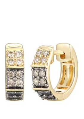  1/8 ct. t.w. Black Diamonds, 1/8 ct. t.w. Chocolate Diamonds®, 1/10 ct. t.w. Nude Diamonds™ Earrings in 14k Honey Gold™