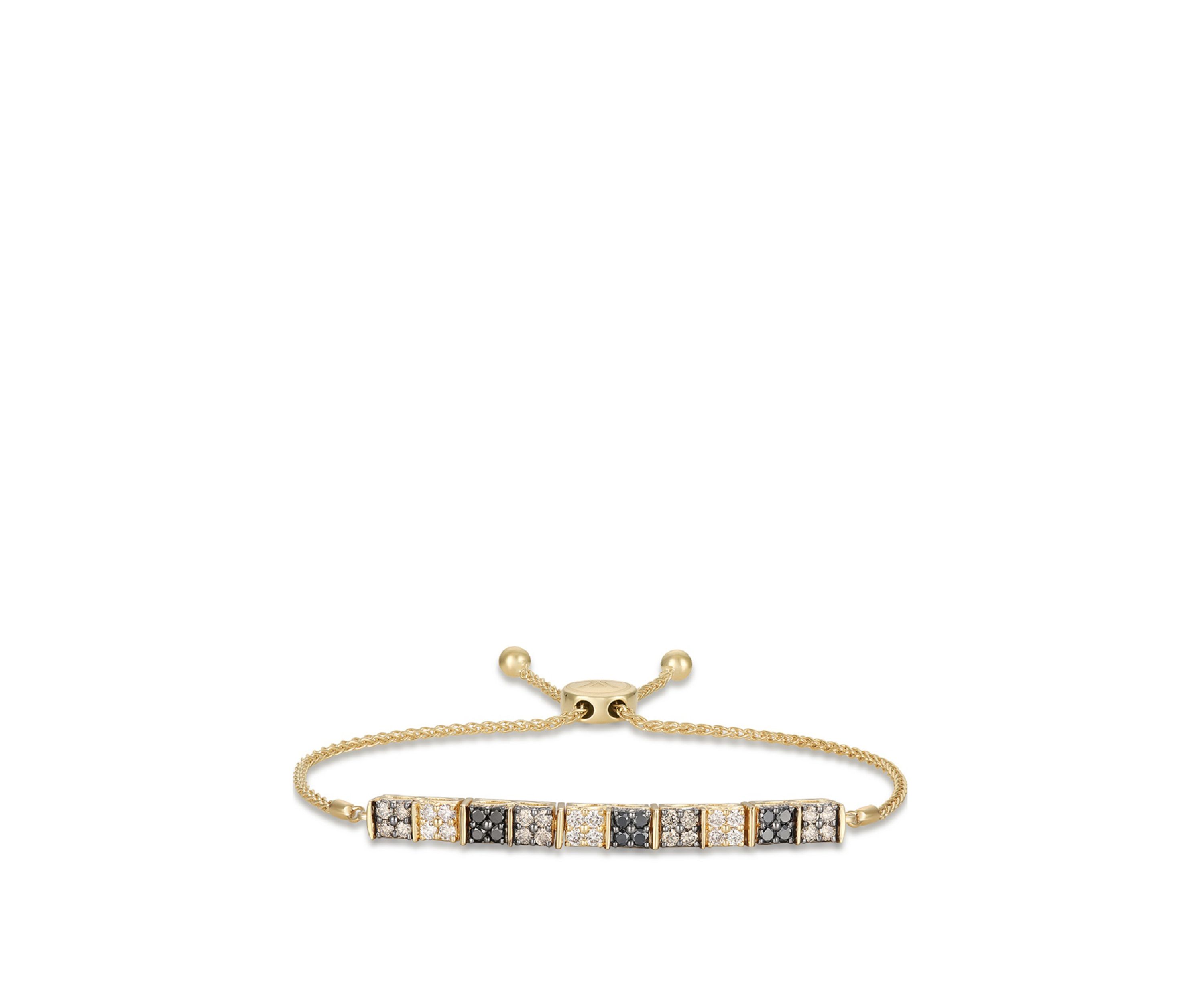  1/4 ct. t.w. Black Diamonds, 1/3 ct. t.w. Chocolate Diamonds®, 1/4 ct. t.w. Nude Diamonds™  Bolo Bracelet in 14k Honey Gold™