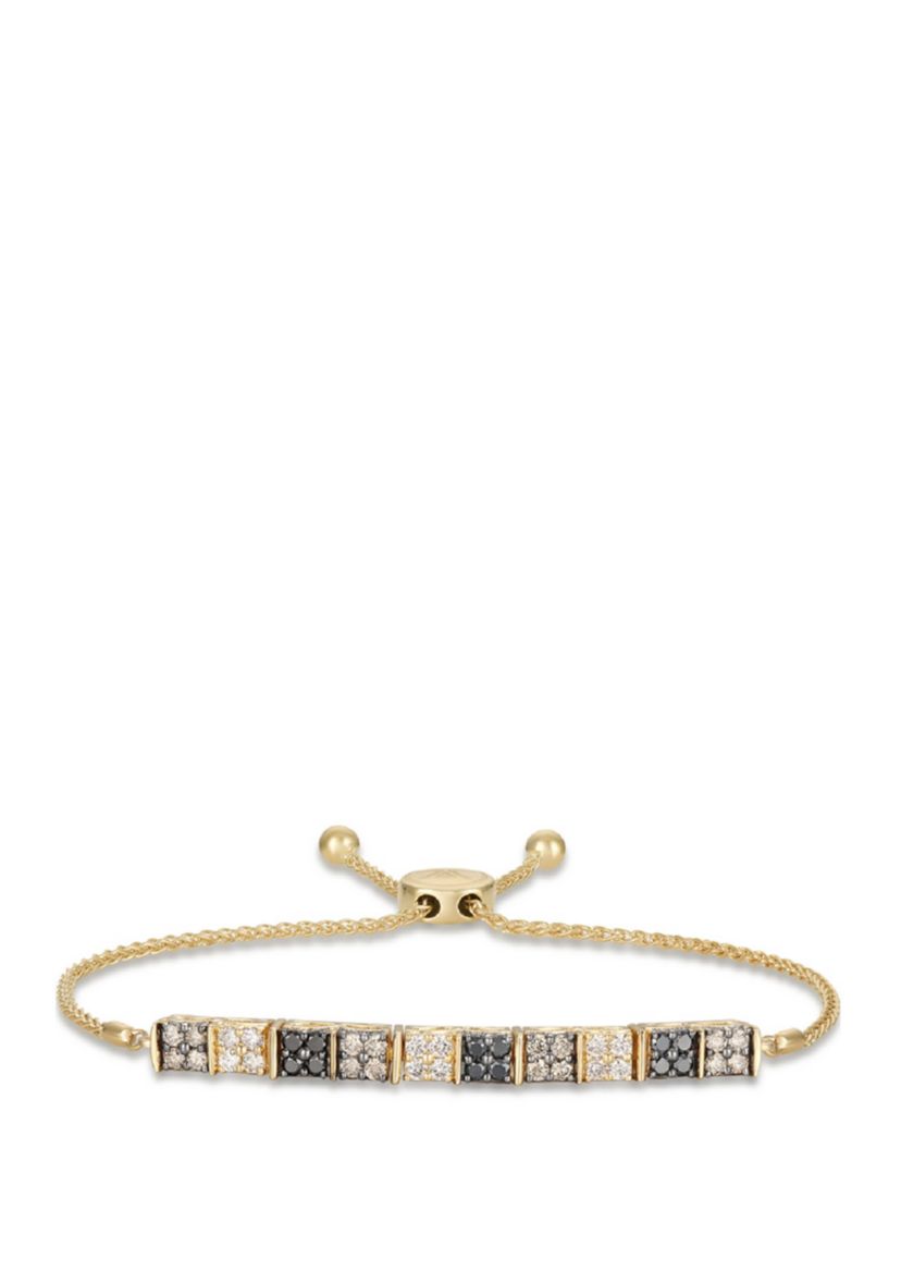  1/4 ct. t.w. Black Diamonds, 1/3 ct. t.w. Chocolate Diamonds®, 1/4 ct. t.w. Nude Diamonds™  Bolo Bracelet in 14k Honey Gold™