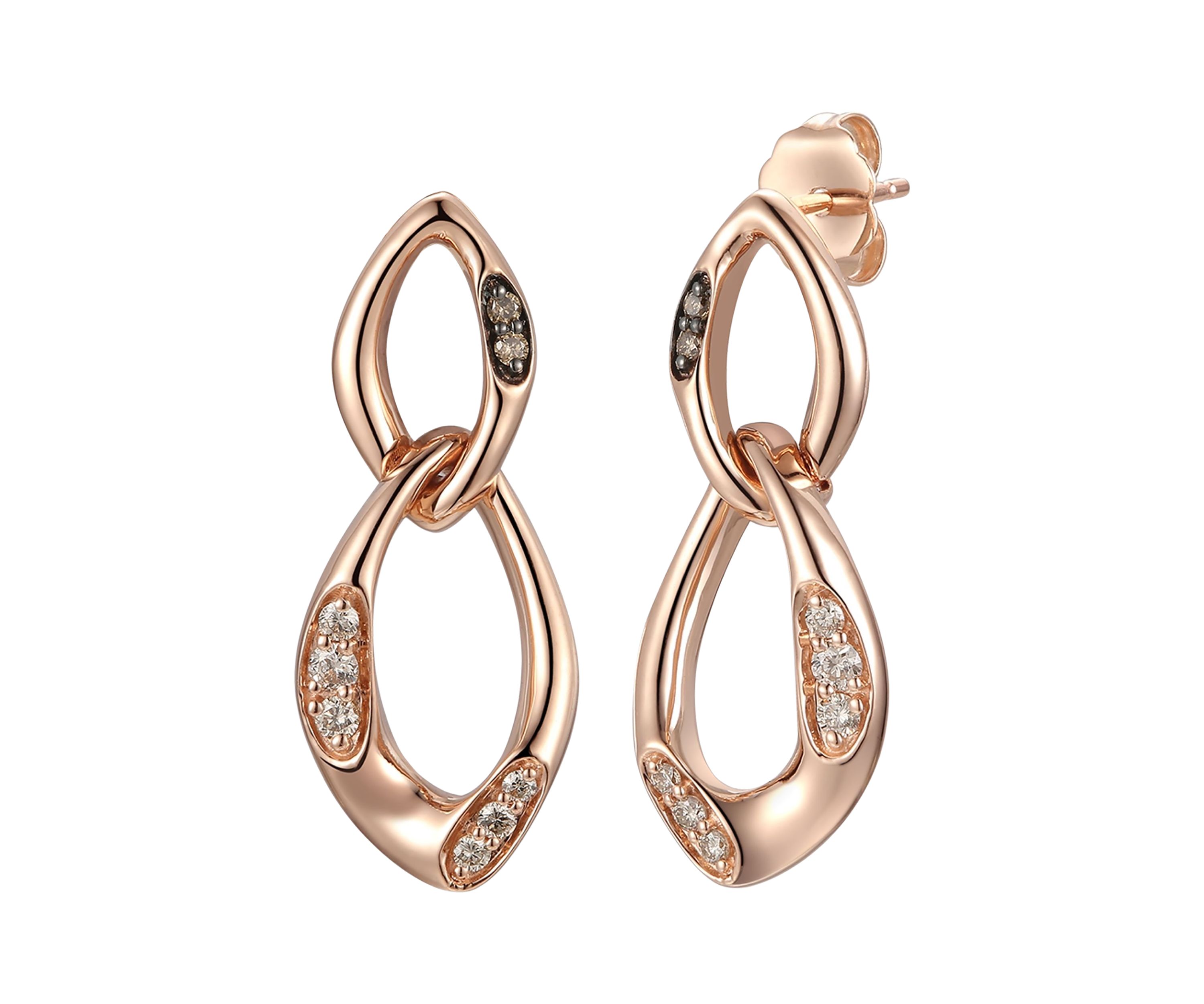 1/6 ct. t.w. Nude Diamonds™, Chocolate Diamonds® Earrings in 14K Strawberry Gold®