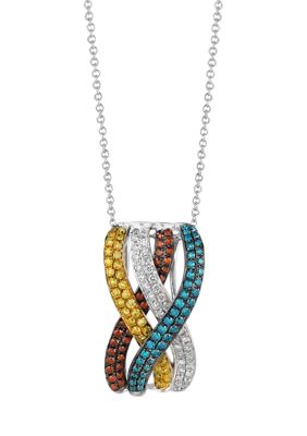 Le Vian 1/5 Ct. T.w. Red Diamond, 1/4 Ct. T.w. Blue Diamond, 1/5 Ct. T.w. Yellow Diamond, And 1/5 Ct. T.w. Vanilla DiamondÂ® Pendant Necklace In 14K