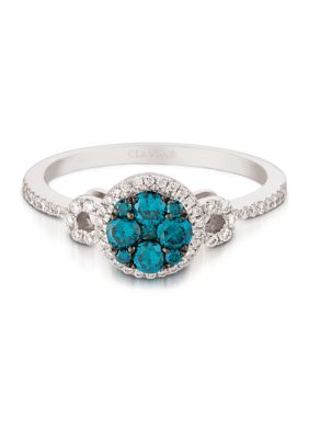 1/3 ct. t.w. Blue Diamond and 1/5 ct. t.w. Vanilla Diamond® Round Ring in Silver Tone Metal