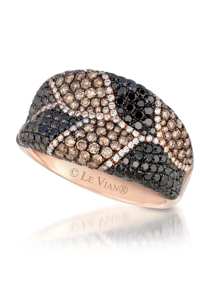 Exotics® Ring featuring 1.2 ct. t.w. Blackberry Diamonds®, 7/8 ct. t.w. Chocolate Diamonds®, 1/4 Vanilla Diamonds® set in 14K Strawberry Gold®