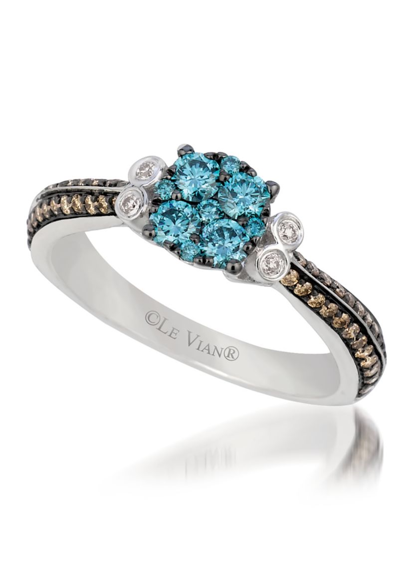 3/8 ct. t.w. Iced Blue Diamonds®, 1/20 ct. t.w. Vanilla Diamonds®, 1/4 ct. t.w. Chocolate Diamonds® Ring in 14K Vanilla Gold®