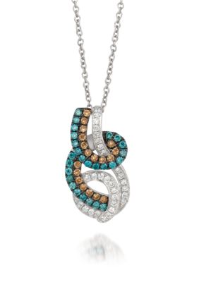 Le Vian Exotics Ice Blue Diamonds, Chocolate Diamonds and Vanilla Diamonds Pendant set in 14K Vanilla Gold